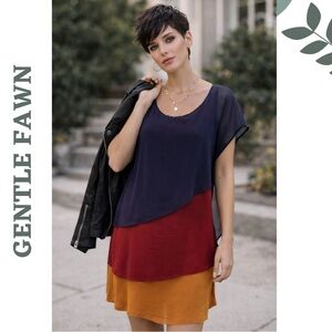 Gentle Fawn Layered Chiffon Dress Navy Medium